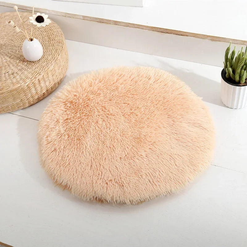 Plush Cat Bed Mats Round Pet Bed for Cats Small Dogs Soft Fleece Pet Sleeping Mat Kitten Puppy Nest Pet Cushion Cat Accessories