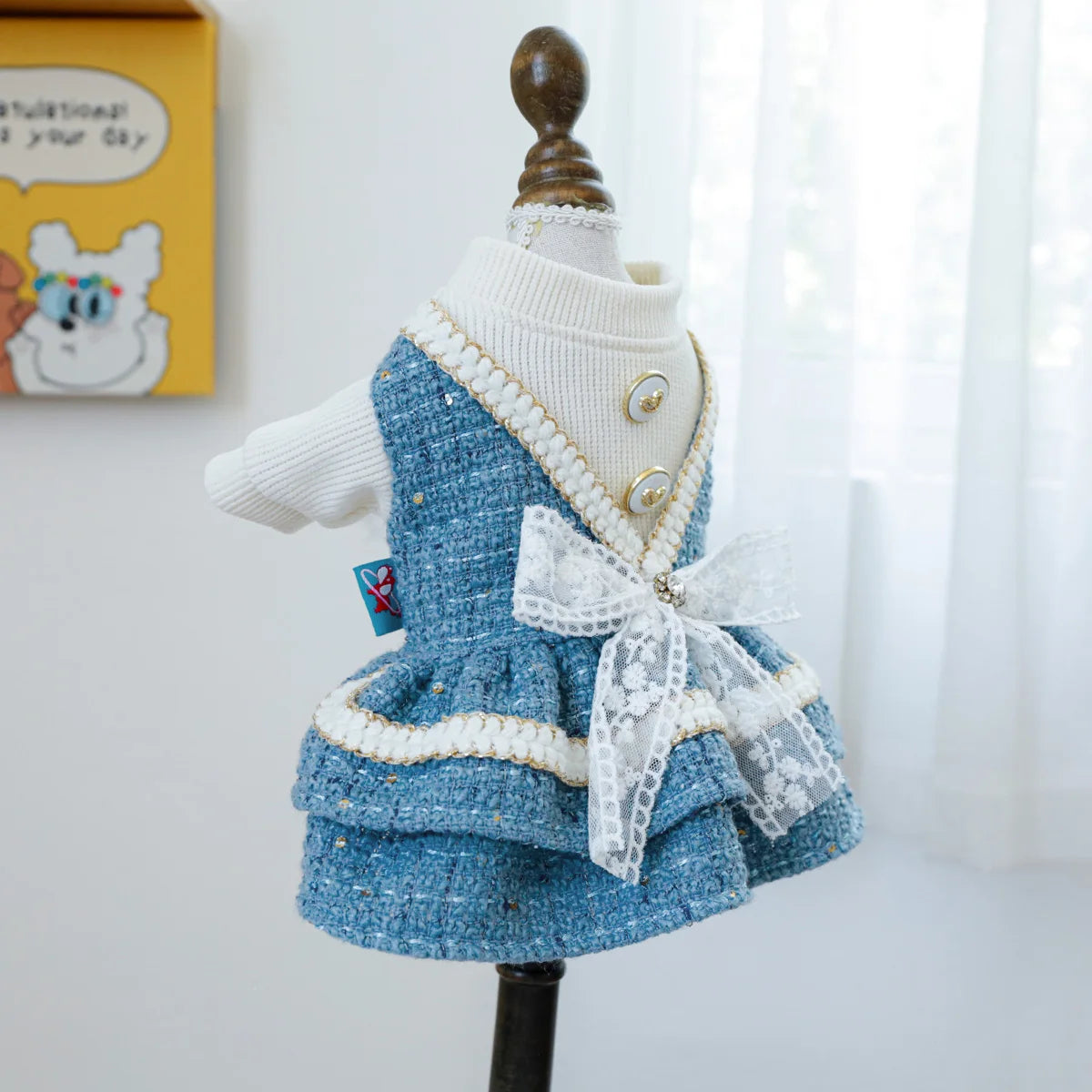 1PC Pet Clothing Autumn/Winter Thick Blues Noble Dress Princess Dress Suitable for Small and Medium sized Dogs