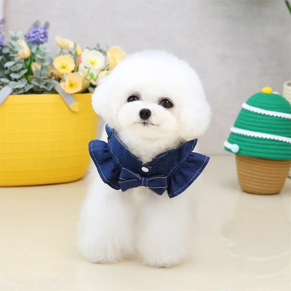 Cute Dog Denim Dress for Small Medium Dog Clothes Wedding Skrit Princess Dress Spring Summer Soft Sweet Skirt Pet Clothing