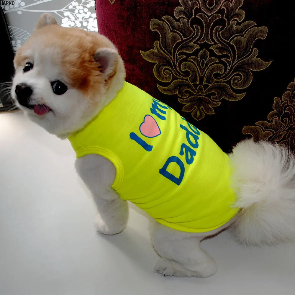 T-shirt d'été imprimé mignon pour animaux de compagnie, vêtements pour chiots, chiens, chats, gilet en coton, vêtements pour carlins, costumes pour chiens, vêtements pour petits chiens