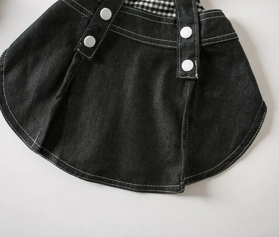 Pet Denim Dog Skirt Retro Strap Skirt Love Denim Puppy Dresses Couple Set Cat Clothing Dog Dresses For Small Dogs Clothes