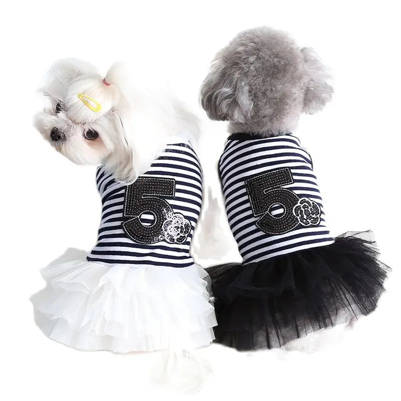 New Dog Cat Dress Striped&Flower Design Pet Puppy Spring/Summer Clothes Outfit 5 Sizes