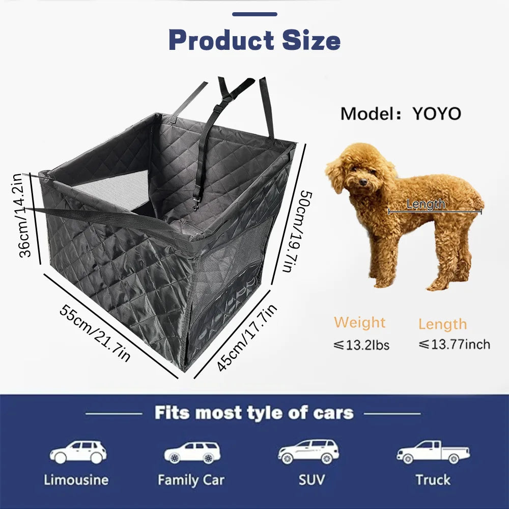 Pet Car Seat Basket with 2 Safety Belts Breathable Secure Rear Dog Car Seat Protector for Cats Dogs Easy-Clean Transparent Mesh