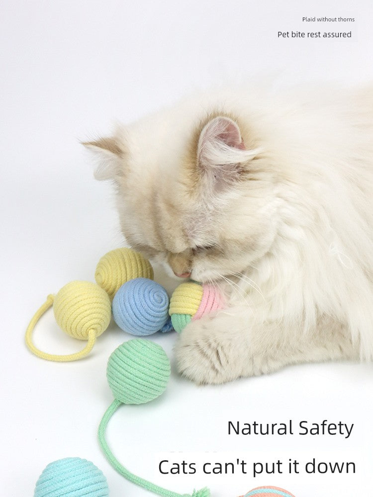 Yuanzhang Meow Cat Toy Ball Cat Teaser Bite-Resistant Ball Scratch-Resistant String Bell Self-Hi Relieving Stuffy Interaction Cat Supplies