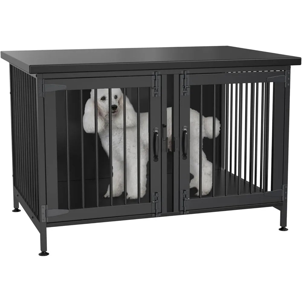 Cage double pour chien avec séparateur pour 2 petits chiens ou 1 chien, cage d'intérieur pour chenil avec panneau amovible (dimensions intérieures : 36,2 po l x 24,5 po P x 21 po H)