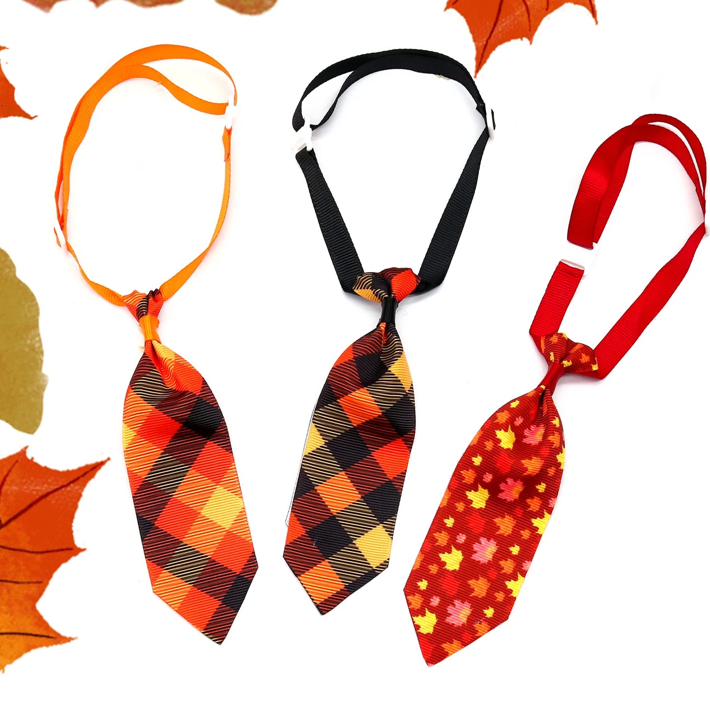 10PCS Fall Pet Dog Bow Tie Grooming Thanksgiving Dog Neckties With Pumpkin Adjustable Dog Collar Small Dog Autumn Pet Supplies