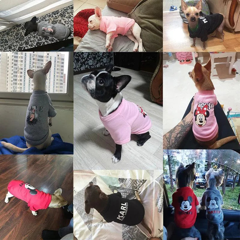 2024 New Disney Pet Dog Clothes Minnie Mouse Hoodie Companion Cozy Puppy Small Medium Dog Sweatshirt French Chihuahua Pug S-xxl