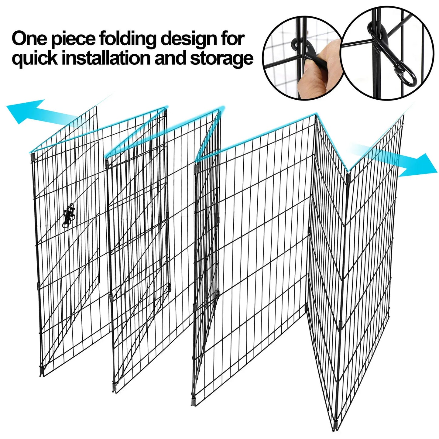 24" Dog Playpen Crate 8 Panel Fence Pet Play Pen Exercise Puppy Kennel Cage Yard