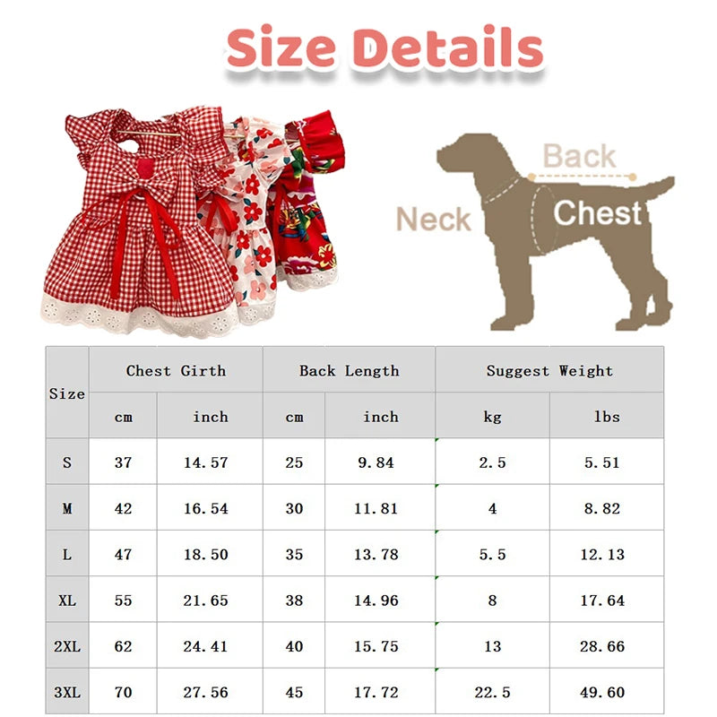 Summer Pet Dress Floral Pattern Plaid Skirts Cat Princess Dresses Chihuahua Yorkie Sweet Skirts Puppy Dog Costume Pet Supplies