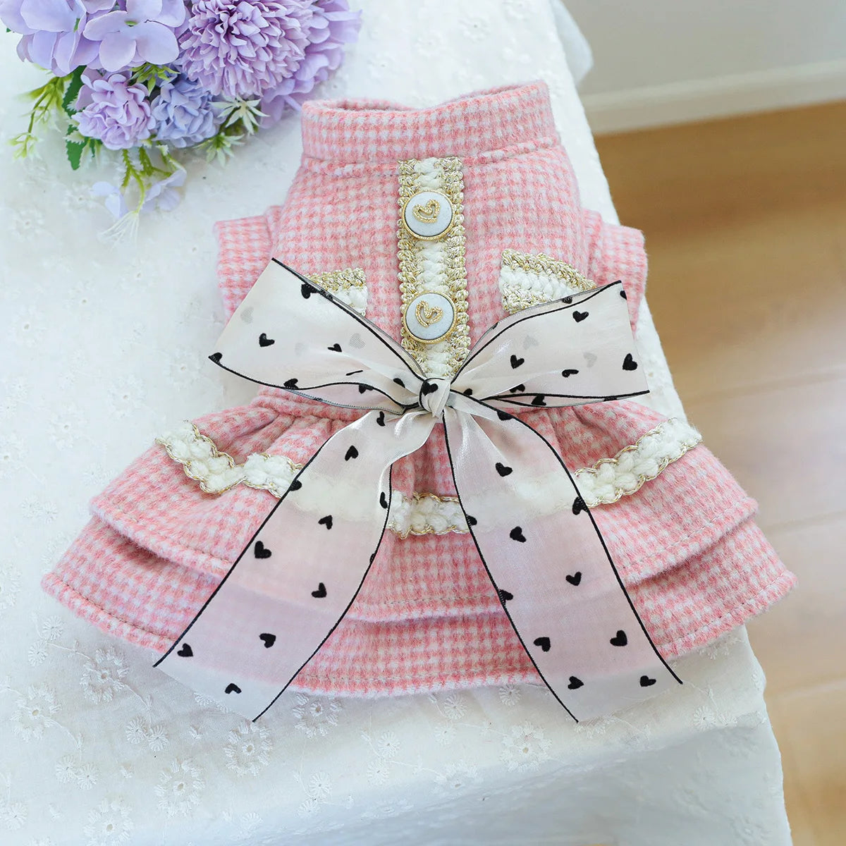 1PC Pet Clothing Dog Cat Autumn/Winter Thick Pink Sweetheart Princess Dress Suitable for Small and Medium sized Dogs