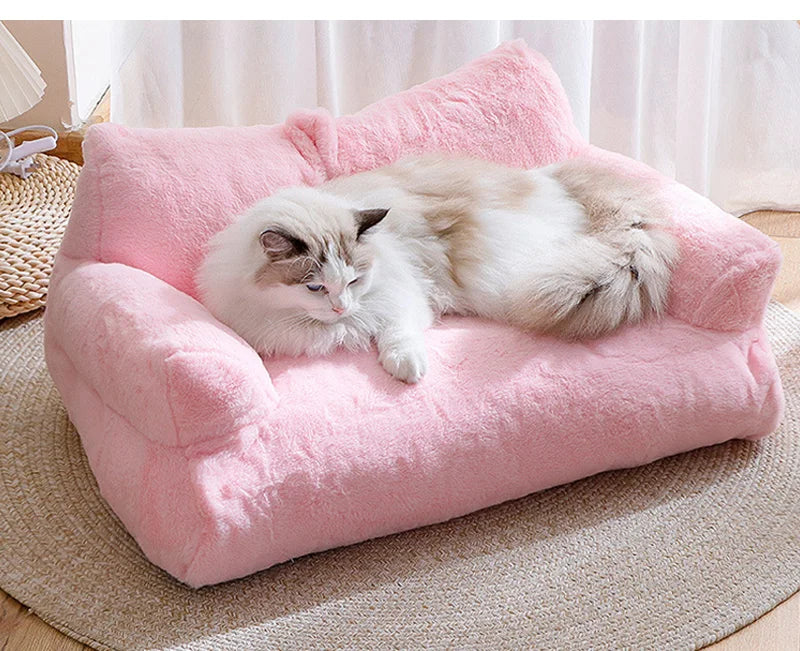 Warm Plush Cat Bed Winter Soft Cat Sofa House Comfortable Sleep Pet Nest for Small Medium Dogs Cats Puppy Bed Dogs Supplies