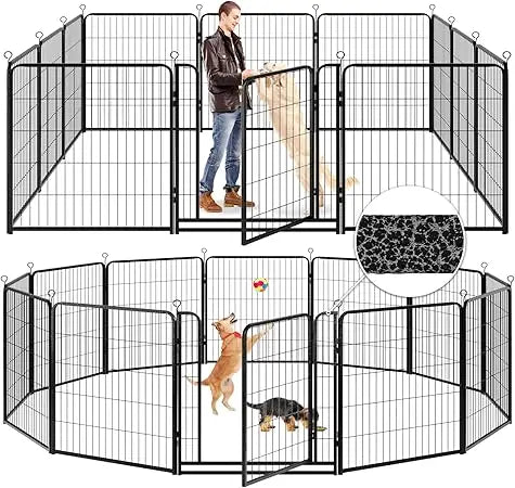 Dog Playpen Outdoor Extra Wide  Heavy Duty Dog Fence  Anti-Rust with Doors Portable for RV Camping Yard