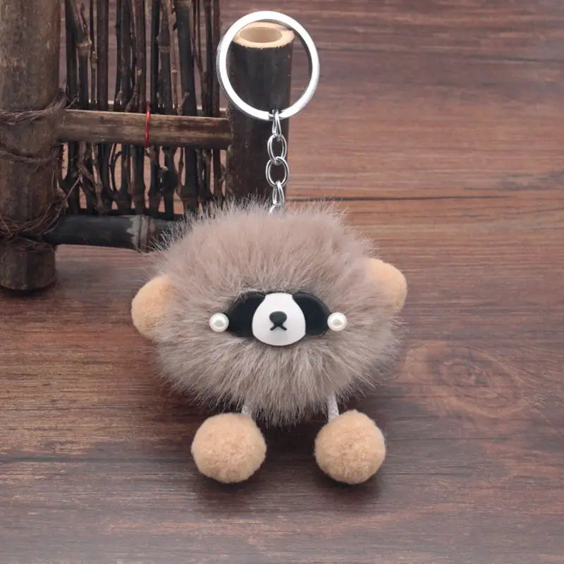 1Pcs Plush Dumb Bear Keychain Animal Pendant Keyring Pets Doll Gift Handbag Key Holder DIY Jewelry Clothing Crafts Accessory