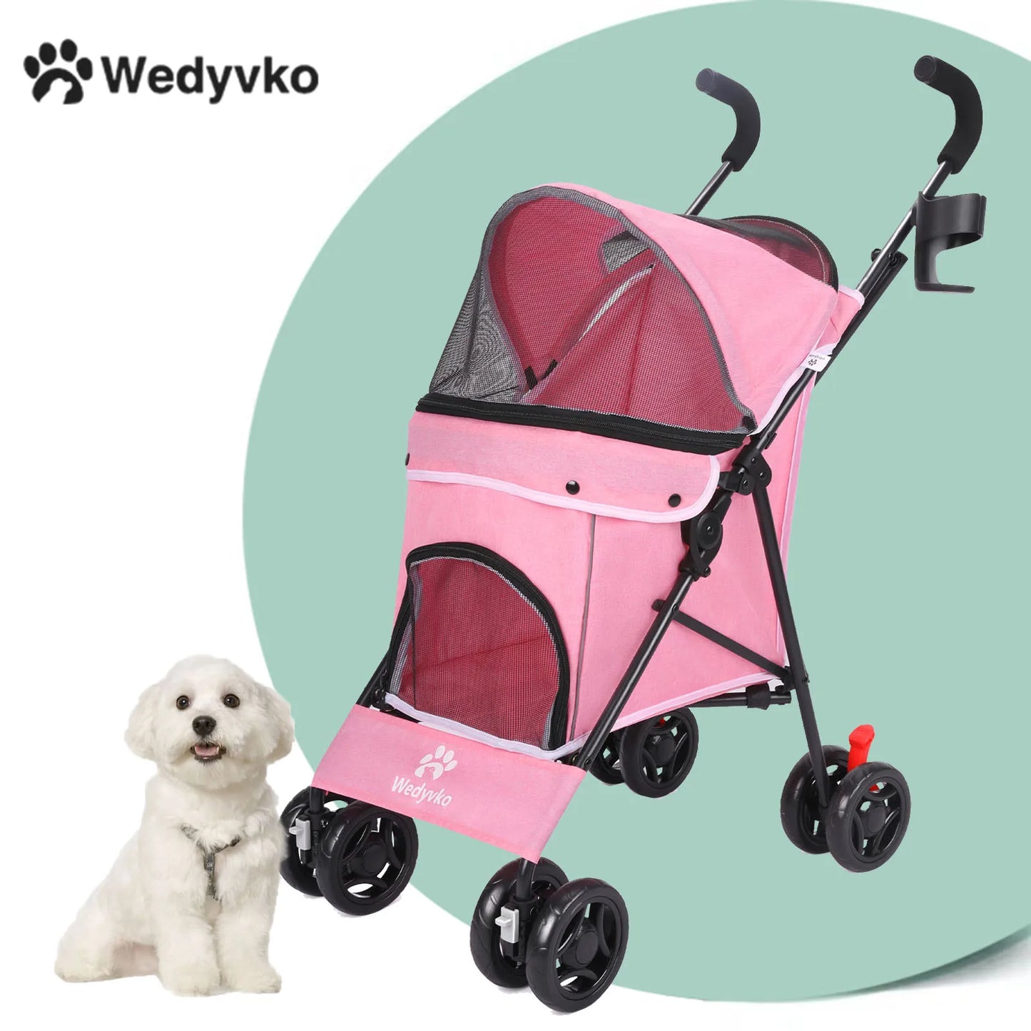 Outdoor Puppy Stroller Cat Dog Travel Breathable Pet Stroller Lightweight Folding Universal Wheels Small Medium Pet Stroller