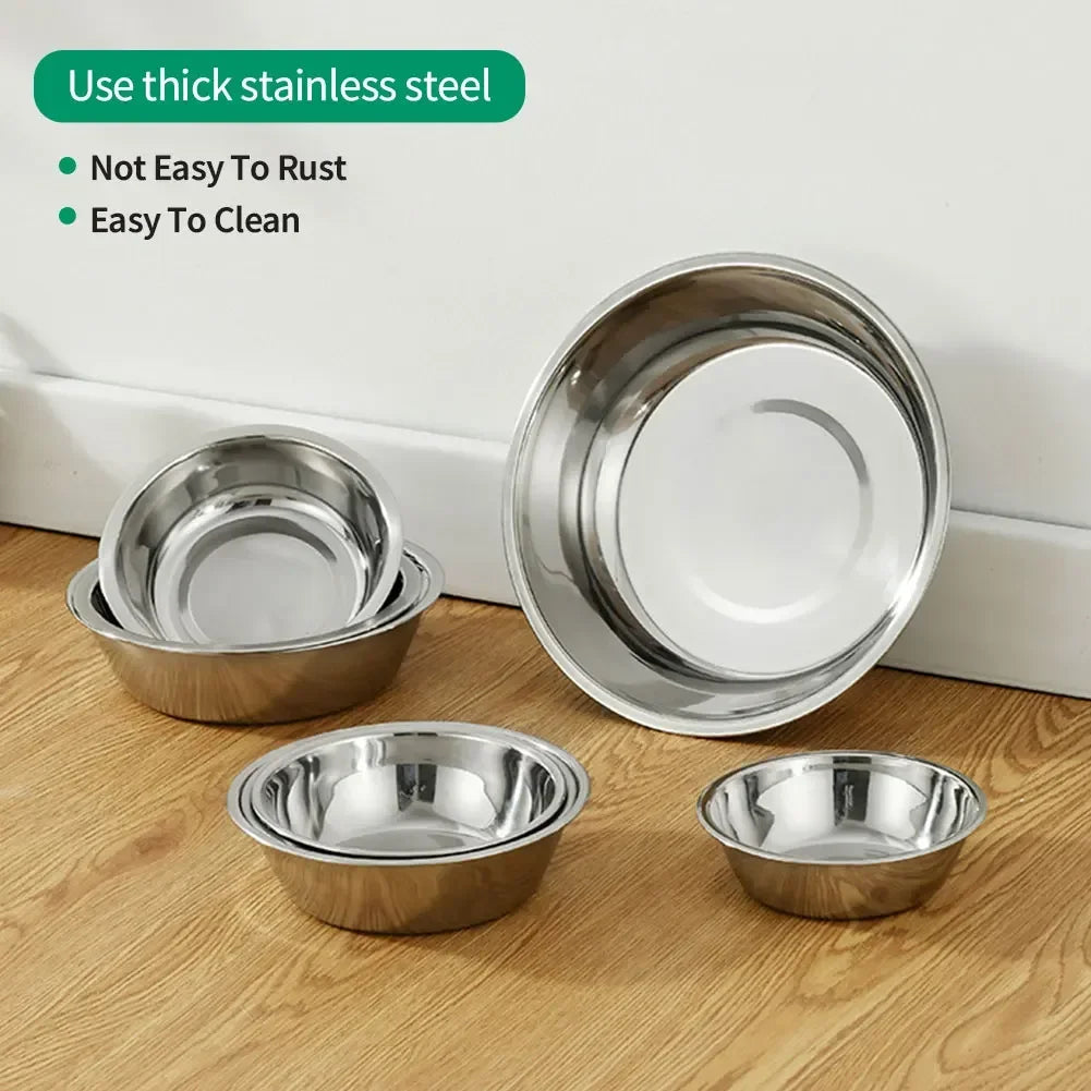 Stainless Steel Metal Dog Bowl for Small Medium Large Dogs Replacement Basic Dog Bowls Thickened Dog Water Feeder Bowls Pet Supp