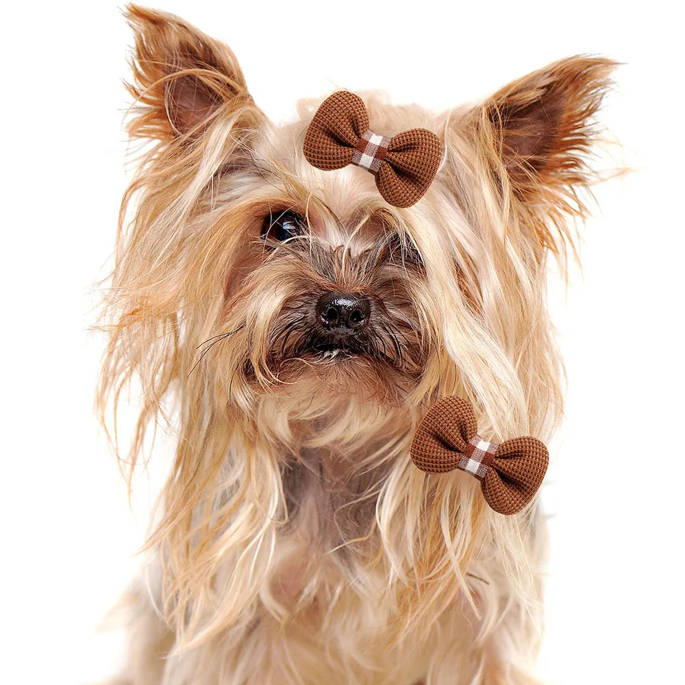 10PCS Winter Dog Bows Puppy Cat Flower Bowknot Rubber Bands for Dogs Fashion Pet Hair Decorate Dog Grooming Accesories