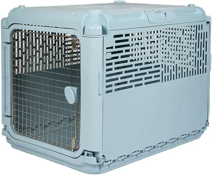 Plastic Kennels Rolling Plastic Wire Door Travel Dog Crate, Collabsible Kennel, 22.1" L x 23.3" W x 30.6" H easy assembly