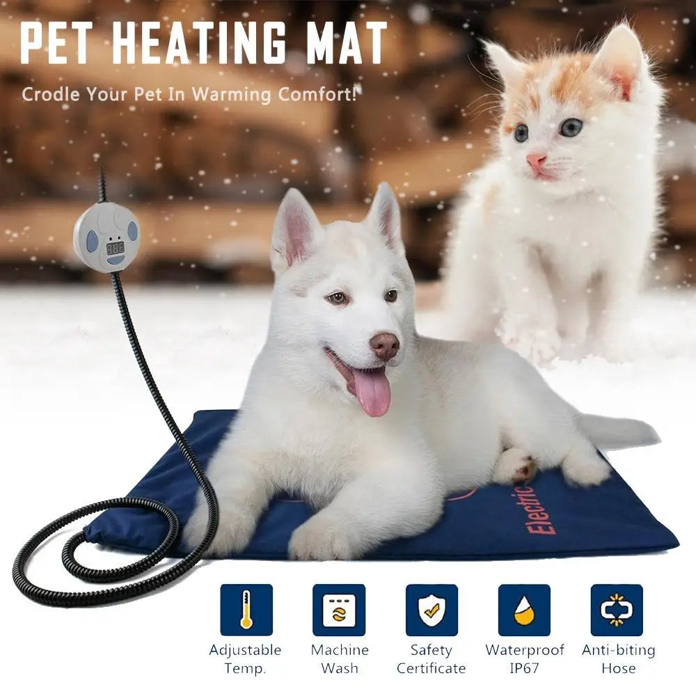 Waterproof Pet Heating Pad Electric Blanket Dog Cat Winter Warmer Pad 45×60cm Adjustable Temperature Dog Mattress US/UK/EU