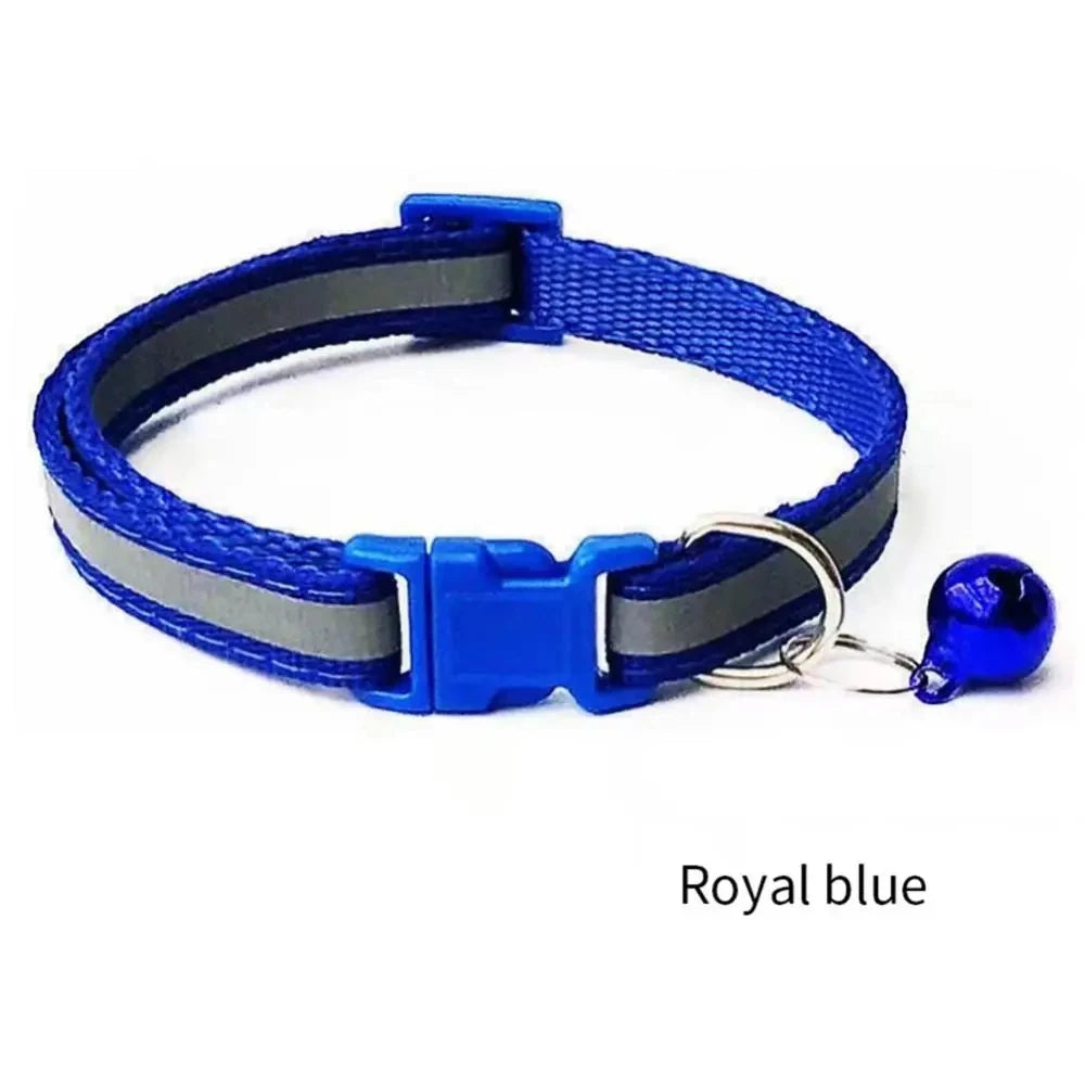 Collier réfléchissant pour chat avec anneau de cou et clochette, fournitures pour animaux de compagnie, collier réfléchissant réglable et élastique de sécurité, produits pour animaux de compagnie