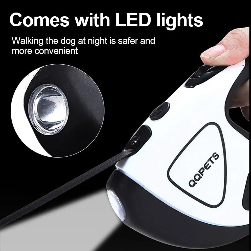 Laisse rétractable automatique pour chien de compagnie DL910 avec sécurité nocturne à LED