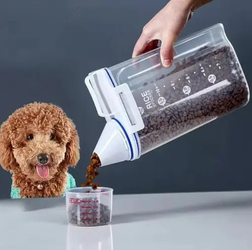 Contenedor de almacenamiento de alimentos para mascotas con taza medidora